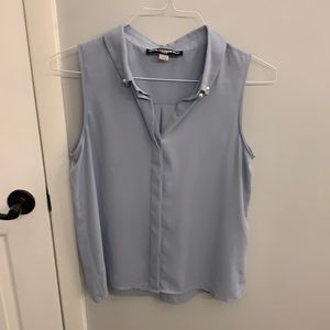 Karl Lagerfeld blue tank top blouse with pearls size medium